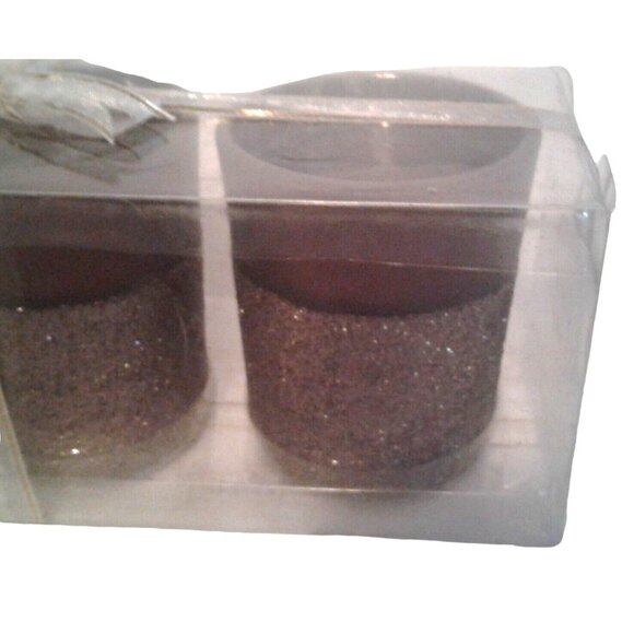 Candles Brown Glitter Bottom Tea Light  2 1/2 " Tall 2" Top Gift Box Set of 3 - Picture 8 of 12